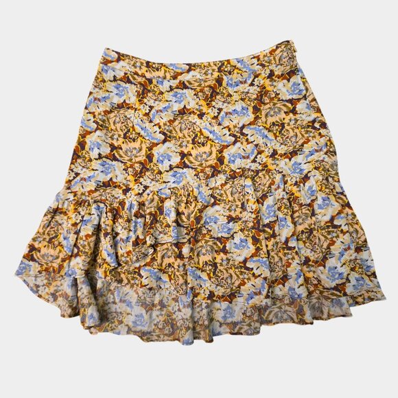 Free People Nadia Floral Wrap Mini Skirt Yellow 4 Romantic Boho Indy Flowy NWT - Picture 2 of 13